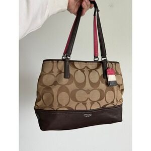 Coach Vintage Y2K Signature Tote Khaki Pink Monogram McBling Shoulder Bag 19354‎